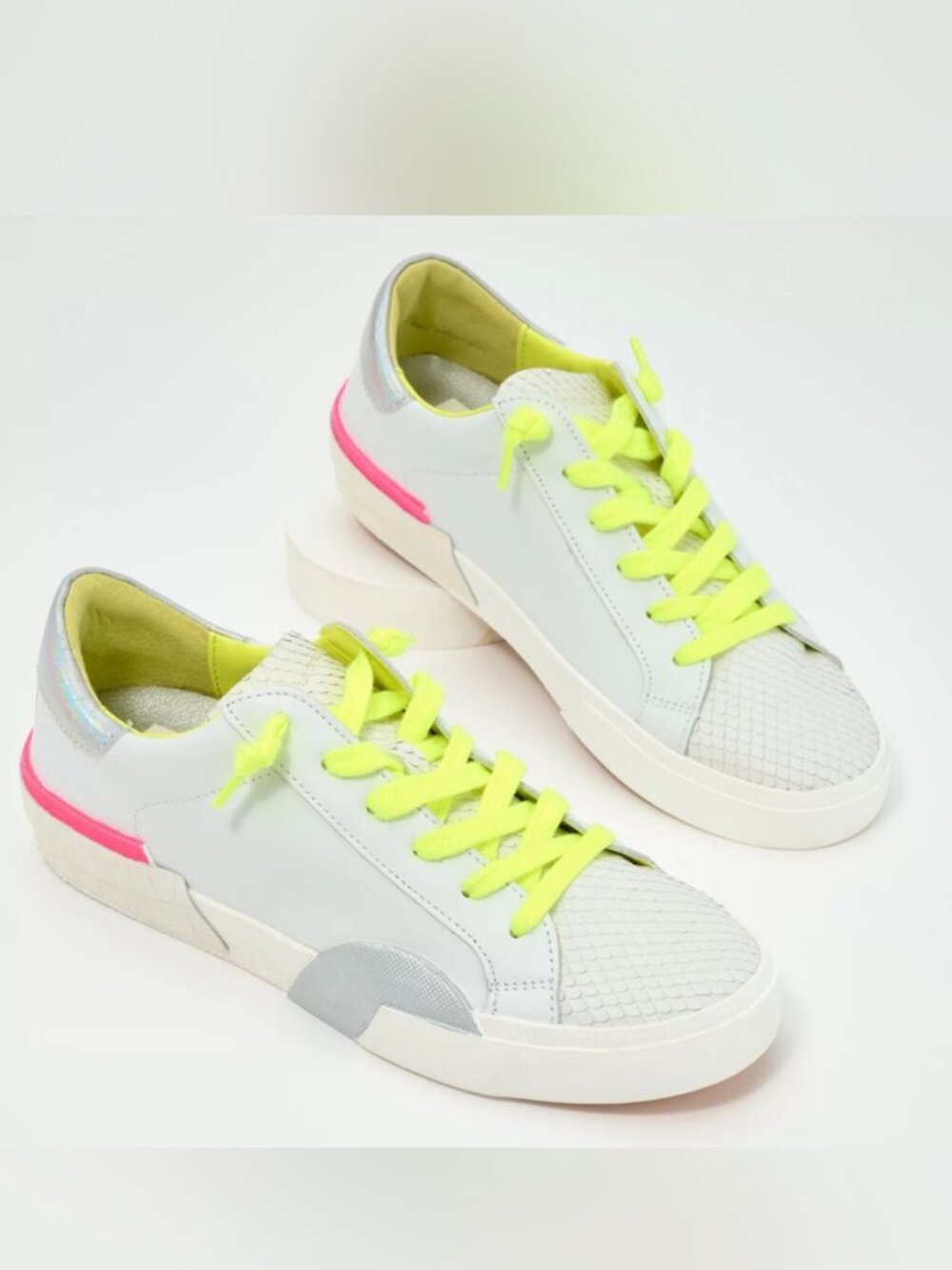 Dolce Vita Zina Neon Multi Leather Snake Embossed Sneakers